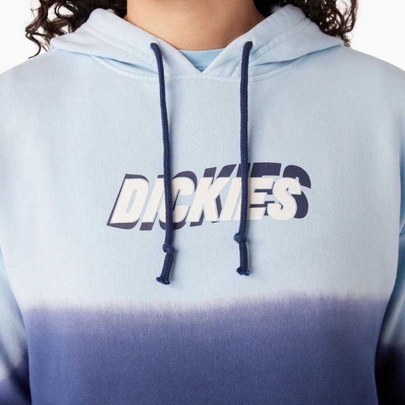 Blue Dickies Cropped Ombre Women's Hoodie | 539-ZQTVFO