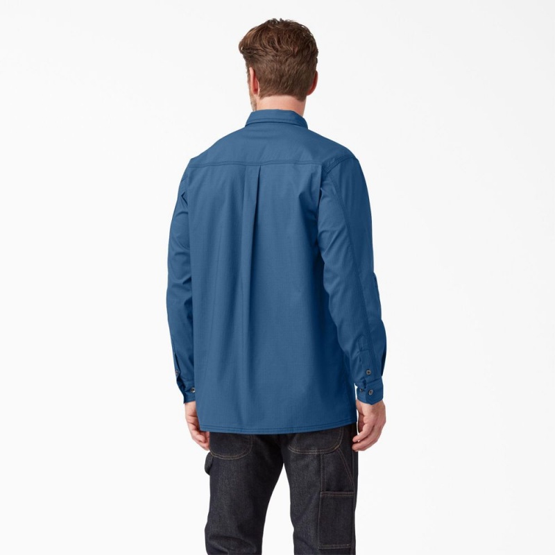 Blue Dickies DuraTech Ranger Ripstop Men's Shirt | 649-IMEDPA