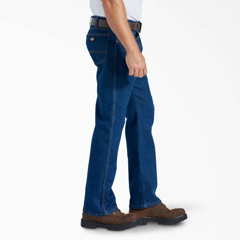 Blue Dickies FLEX Active Waist Regular Fit Men's Jeans | 764-AUGEBK