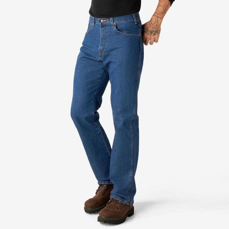 Blue Dickies FLEX Active Waist Regular Fit Men's Jeans | 273-QVRLZK