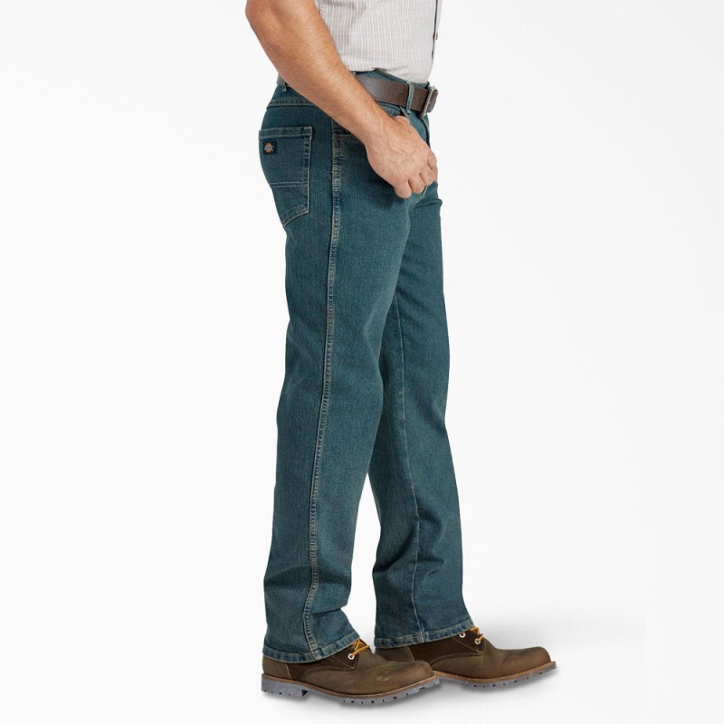 Blue Dickies FLEX Active Waist Relaxed Fit Men's Jeans | 298-JFLRGE