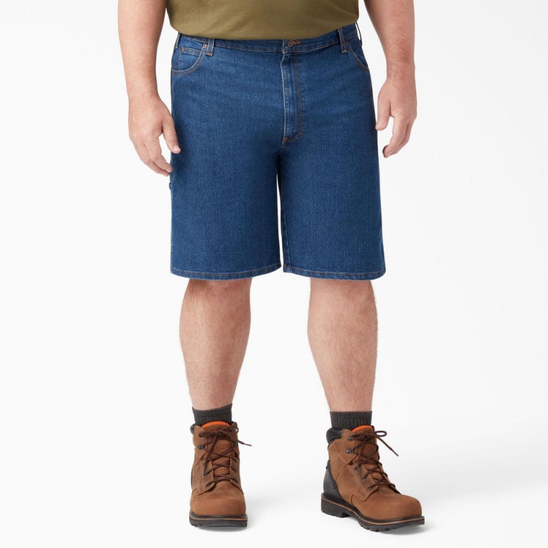 Blue Dickies FLEX Active Waist Relaxed Fit Carpenter Men's Shorts | 048-VIWUNF