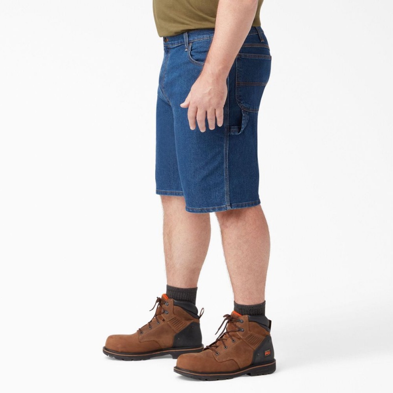 Blue Dickies FLEX Active Waist Relaxed Fit Carpenter Men's Shorts | 048-VIWUNF