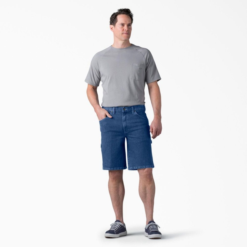 Blue Dickies FLEX Active Waist Relaxed Fit Carpenter Men's Shorts | 048-VIWUNF