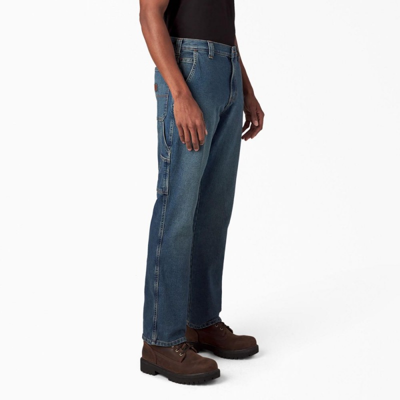 Blue Dickies FLEX Regular Fit Carpenter Utility Men's Jeans | 946-LXFVEG