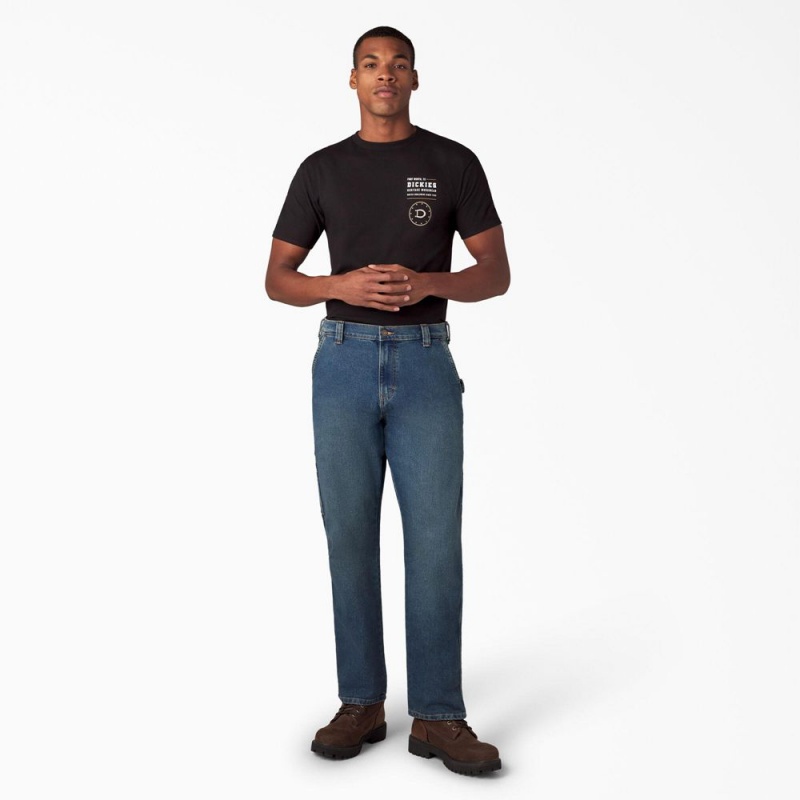 Blue Dickies FLEX Regular Fit Carpenter Utility Men's Jeans | 946-LXFVEG