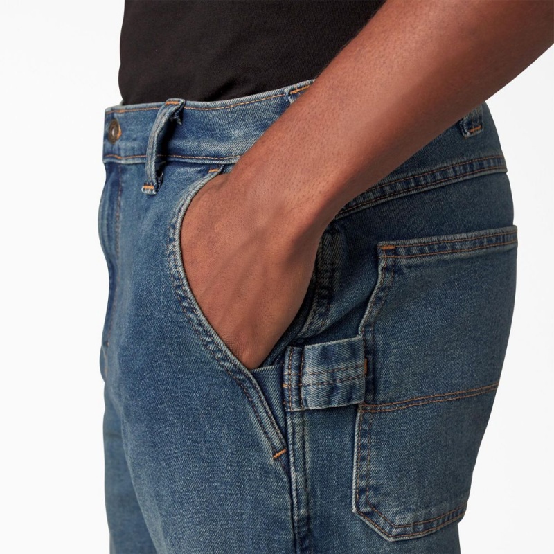 Blue Dickies FLEX Regular Fit Carpenter Utility Men's Jeans | 946-LXFVEG