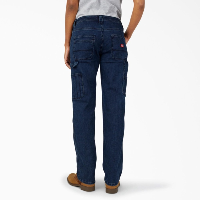 Blue Dickies FLEX Relaxed Fit Carpenter Women's Jeans | 795-JBWAXO