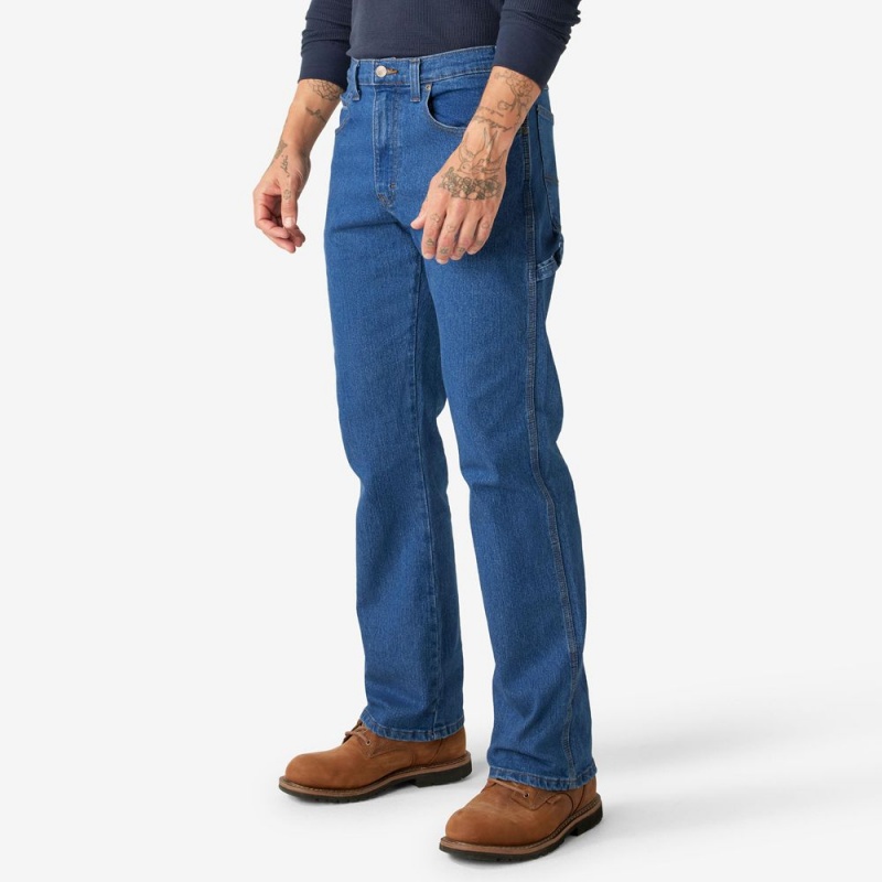 Blue Dickies FLEX Relaxed Fit Carpenter Men's Jeans | 837-DKSPFE