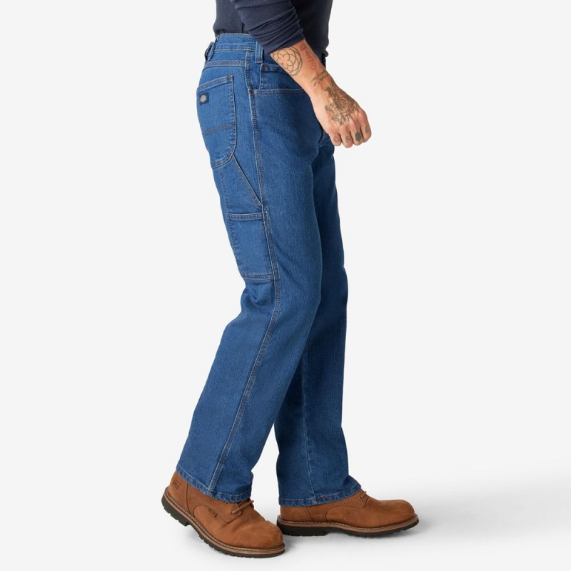 Blue Dickies FLEX Relaxed Fit Carpenter Men's Jeans | 837-DKSPFE