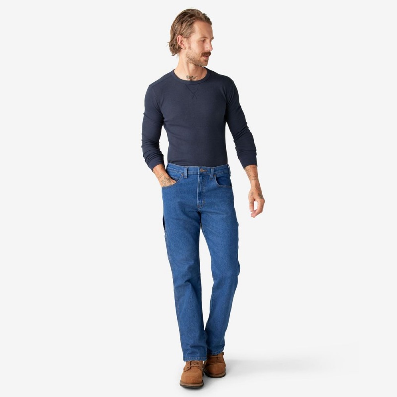 Blue Dickies FLEX Relaxed Fit Carpenter Men's Jeans | 837-DKSPFE