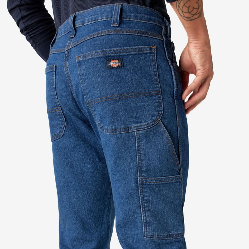 Blue Dickies FLEX Relaxed Fit Carpenter Men's Jeans | 837-DKSPFE