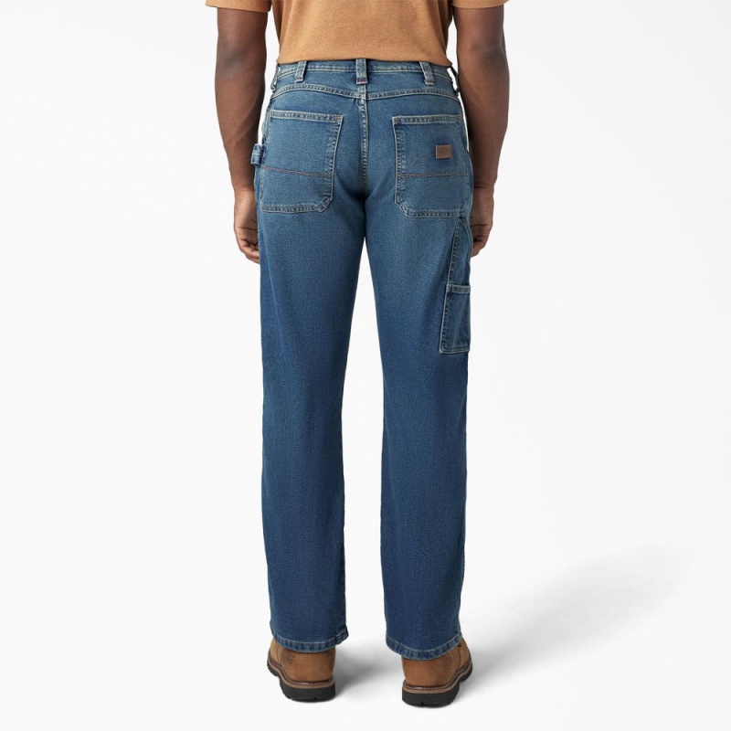 Blue Dickies FLEX Relaxed Fit Carpenter Men's Jeans | 704-KDZAHS