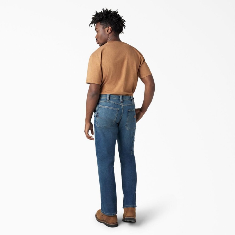 Blue Dickies FLEX Relaxed Fit Carpenter Men's Jeans | 704-KDZAHS