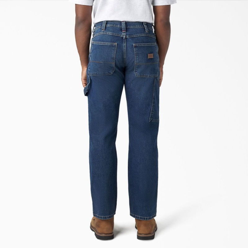 Blue Dickies FLEX Relaxed Fit Double Knee Men's Jeans | 501-UWNPAH