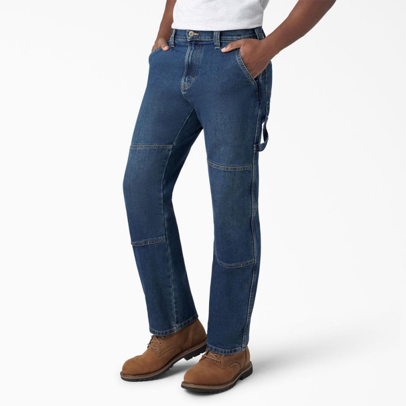 Blue Dickies FLEX Relaxed Fit Double Knee Men's Jeans | 501-UWNPAH