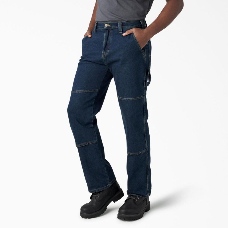 Blue Dickies FLEX Relaxed Fit Double Knee Men's Jeans | 571-YCAQTS