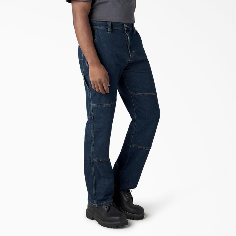 Blue Dickies FLEX Relaxed Fit Double Knee Men's Jeans | 571-YCAQTS