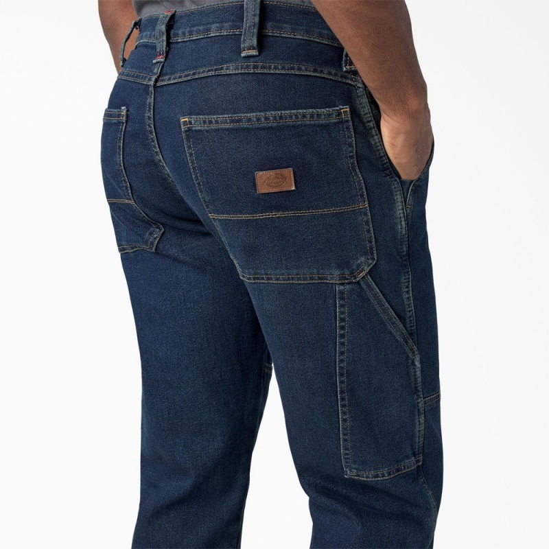 Blue Dickies FLEX Relaxed Fit Double Knee Men's Jeans | 571-YCAQTS