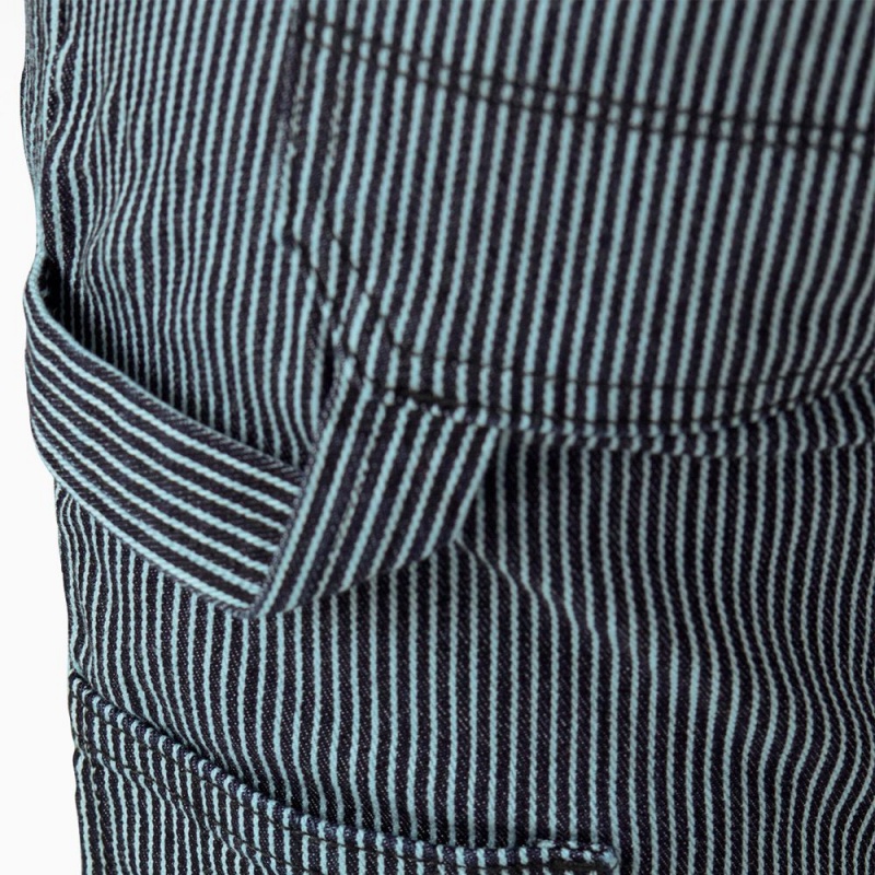 Blue Dickies FLEX Relaxed Fit Hickory Stripe Carpenter Women's Pants | 291-IWSMOU