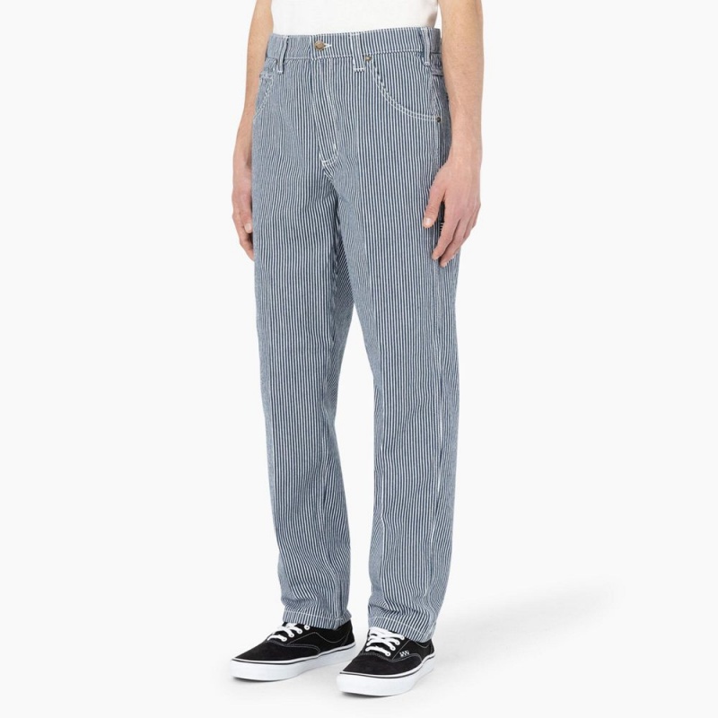 Blue Dickies Garyville Regular Fit Hickory Stripe Carpenter Men's Pants | 276-TLBOGD