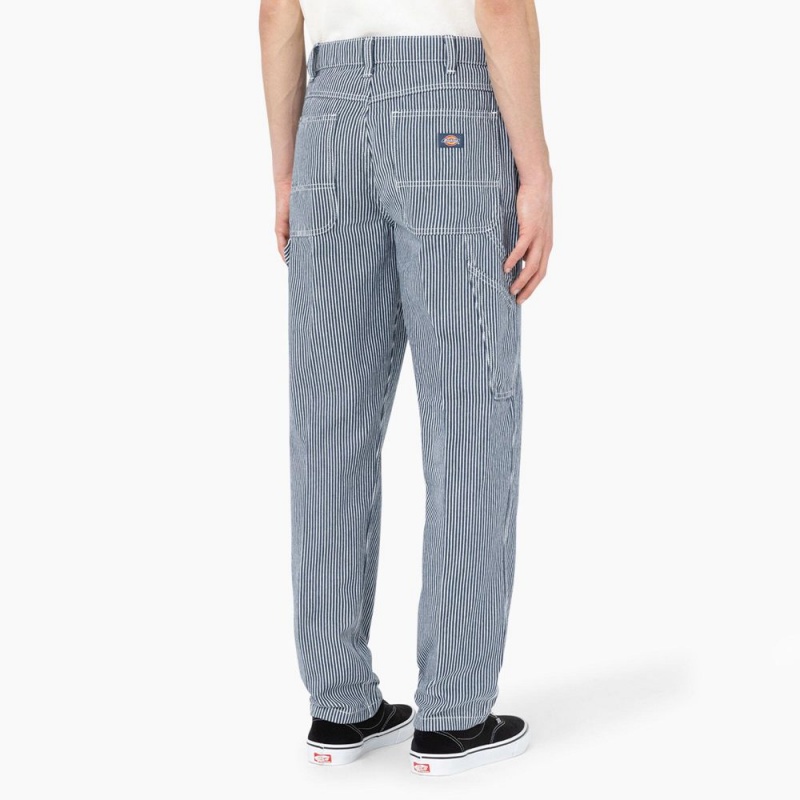 Blue Dickies Garyville Regular Fit Hickory Stripe Carpenter Men's Pants | 276-TLBOGD