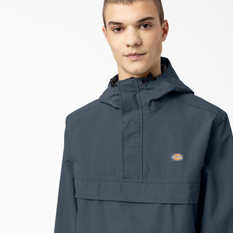 Blue Dickies Glacier View Anorak Pullover Men's Jacket | 946-YIBTPC