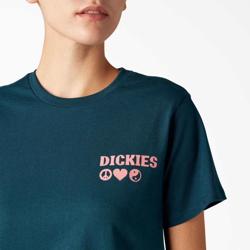 Blue Dickies Graphic Women's T-Shirt | 029-OECNYA