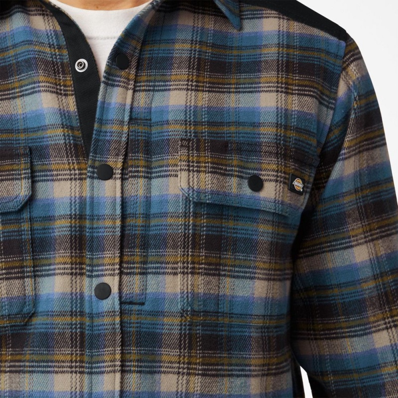 Blue Dickies Heavyweight Brawny Flannel Men's Shirt | 816-XHBCSU