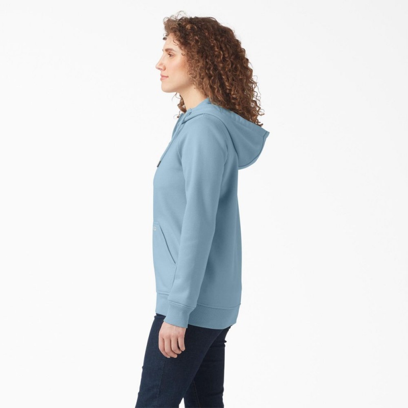 Blue Dickies Heavyweight Full-Zip Fleece Women's Hoodie | 602-PSJIBC