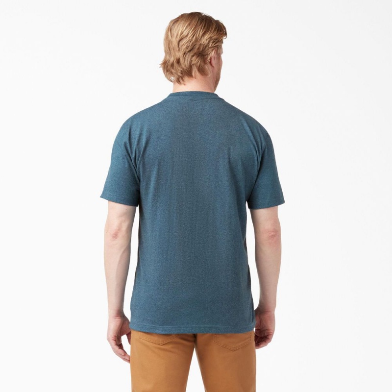 Blue Dickies Heavyweight Heathered Short Sleeve Pocket Men's T-Shirt | 395-HXVWQR