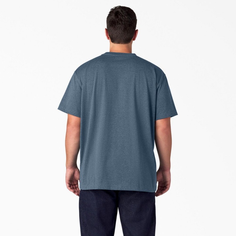 Blue Dickies Heavyweight Heathered Short Sleeve Pocket Men's T-Shirt | 395-HXVWQR