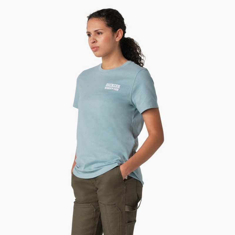 Blue Dickies Heavyweight Workwear Graphic Women's T-Shirt | 658-NSQGBZ