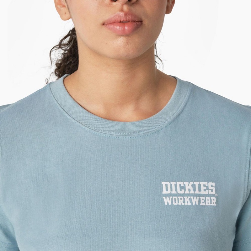 Blue Dickies Heavyweight Workwear Graphic Women's T-Shirt | 658-NSQGBZ