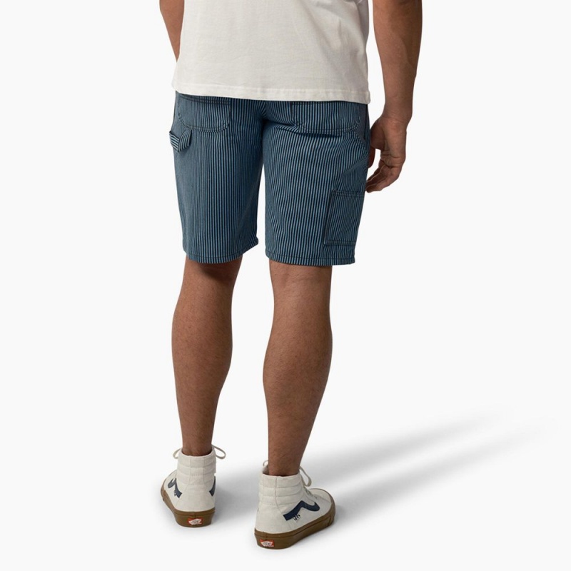 Blue Dickies Hickory Stripe Carpenter Men's Shorts | 812-TFLSBA