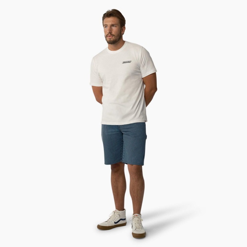 Blue Dickies Hickory Stripe Carpenter Men's Shorts | 812-TFLSBA