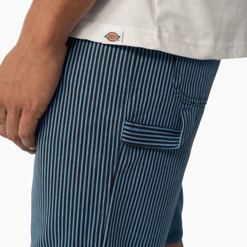 Blue Dickies Hickory Stripe Carpenter Men's Shorts | 812-TFLSBA