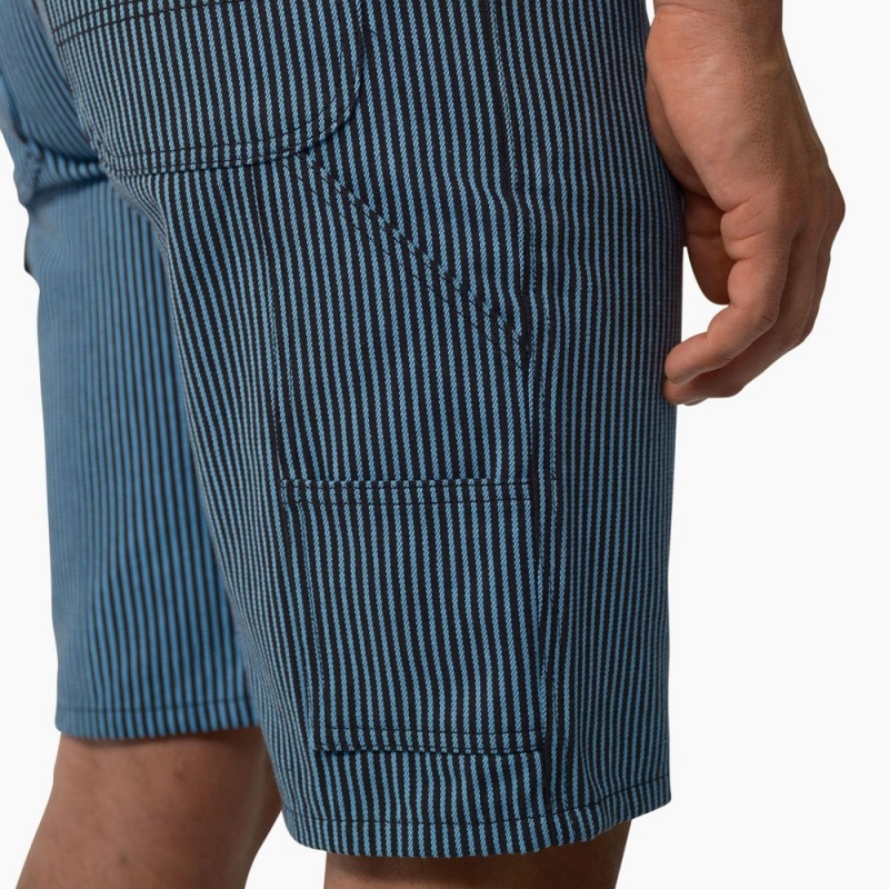 Blue Dickies Hickory Stripe Carpenter Men's Shorts | 812-TFLSBA