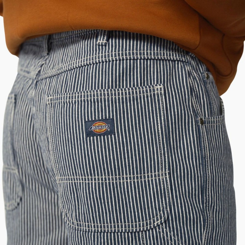 Blue Dickies Hickory Stripe Relaxed Fit Carpenter Men's Shorts | 593-LDESYI