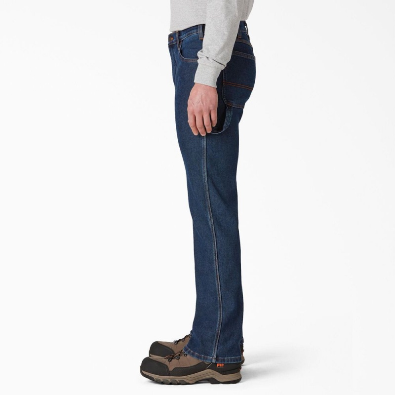 Blue Dickies Lined Regular Fit Denim Carpenter Men's Jeans | 610-UKBFQP