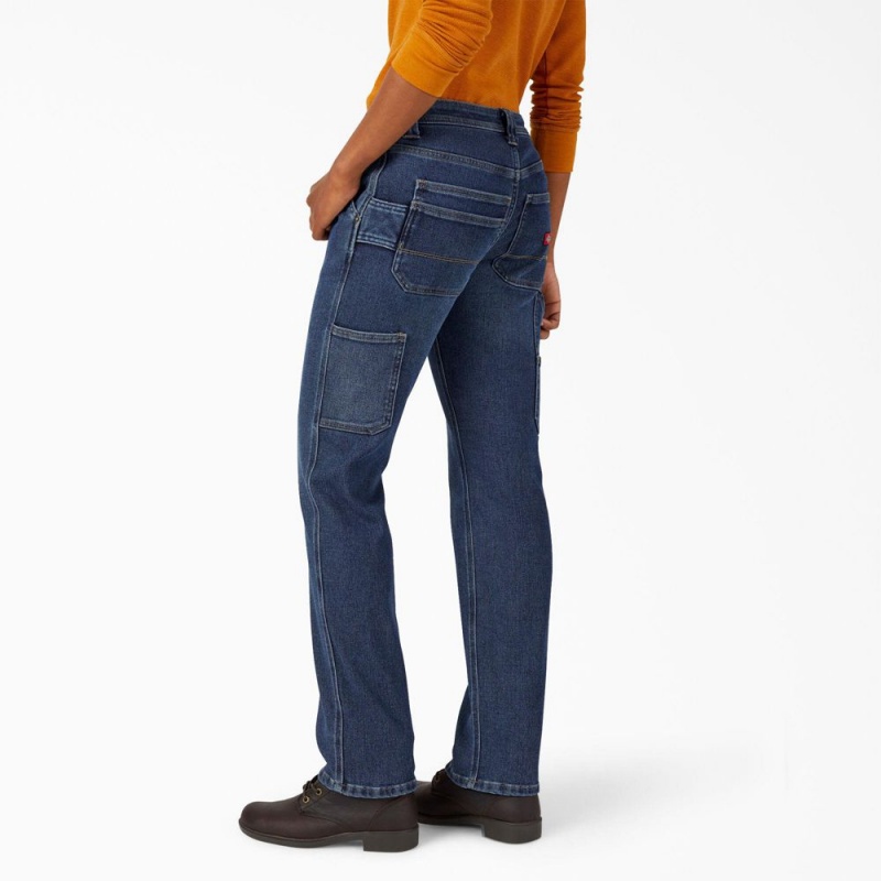 Blue Dickies Lined Relaxed Fit Carpenter Women's Jeans | 452-FVWTBZ