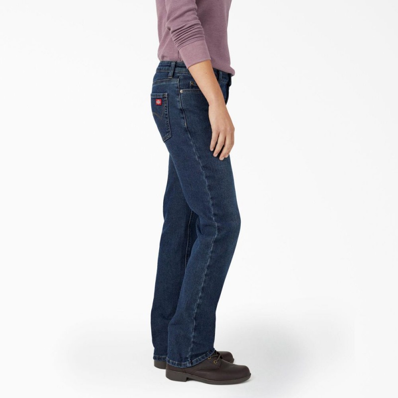 Blue Dickies Lined Relaxed Fit Women's Jeans | 120-ZNSOEC