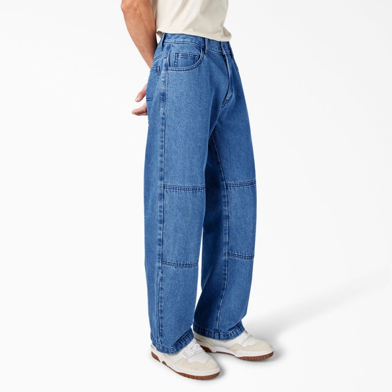 Blue Dickies Loose Fit Double Knee Men's Jeans | 479-CFTJVI