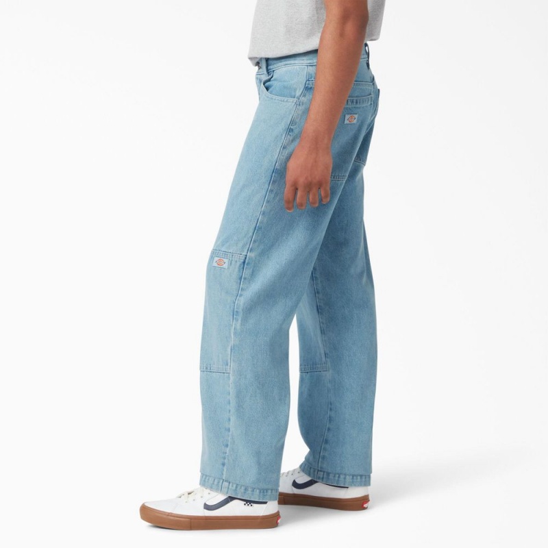 Blue Dickies Loose Fit Double Knee Men's Jeans | 481-XCYIBT