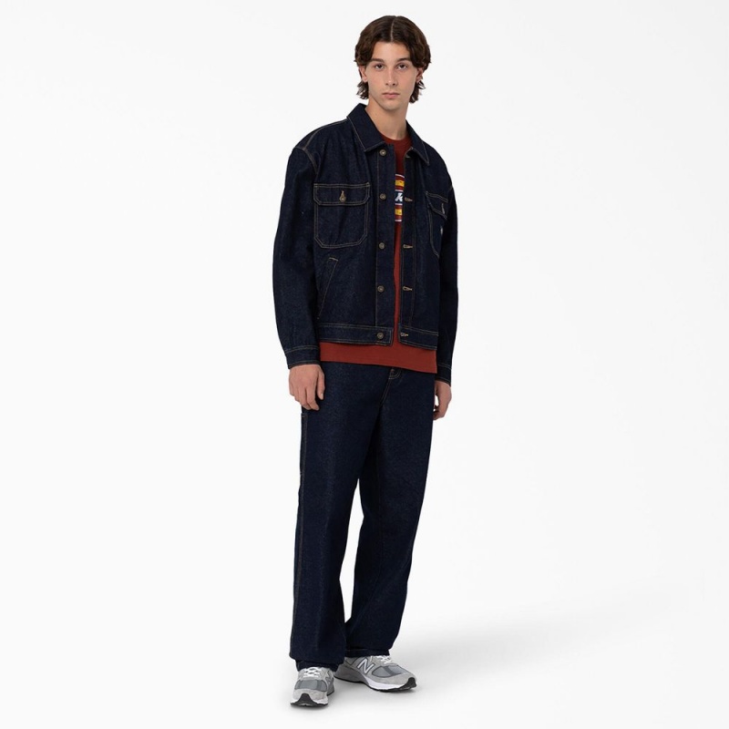 Blue Dickies Madison Denim Men's Jacket | 502-ZKHPWB