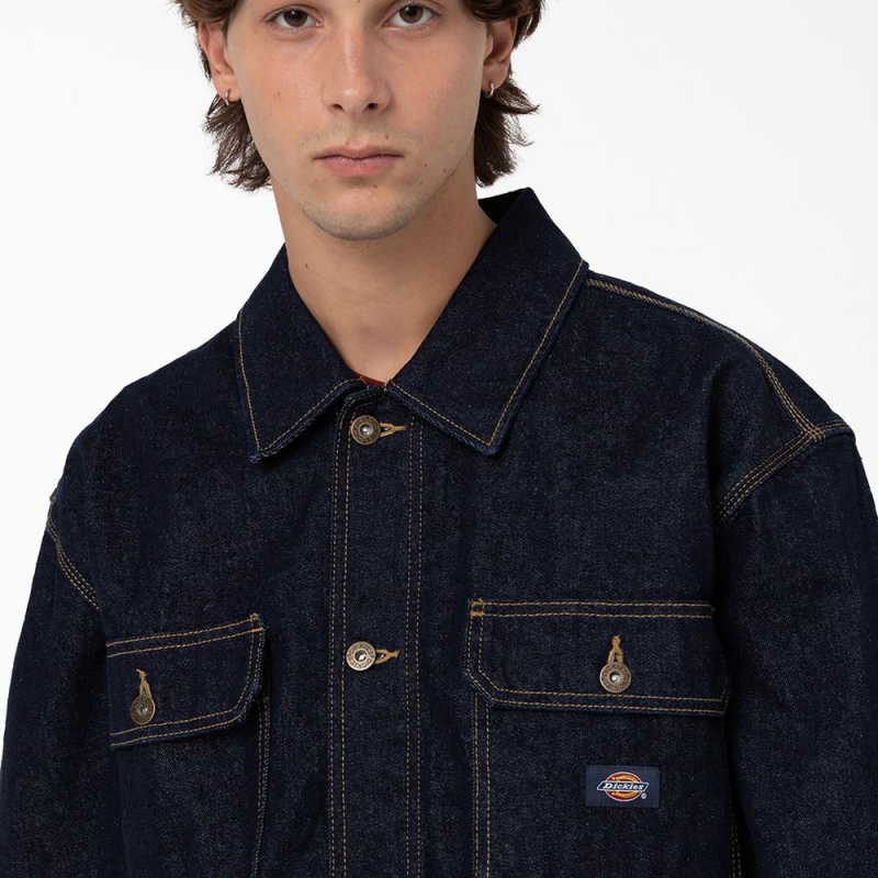 Blue Dickies Madison Denim Men's Jacket | 502-ZKHPWB