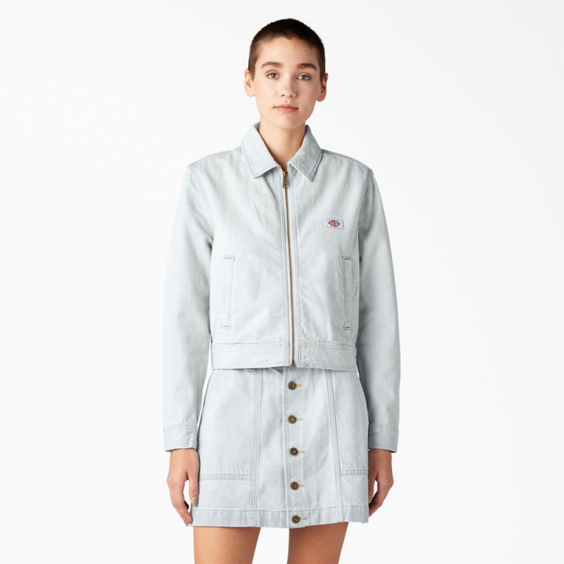 Blue Dickies Madison Denim Women's Jacket | 587-GTAXNS