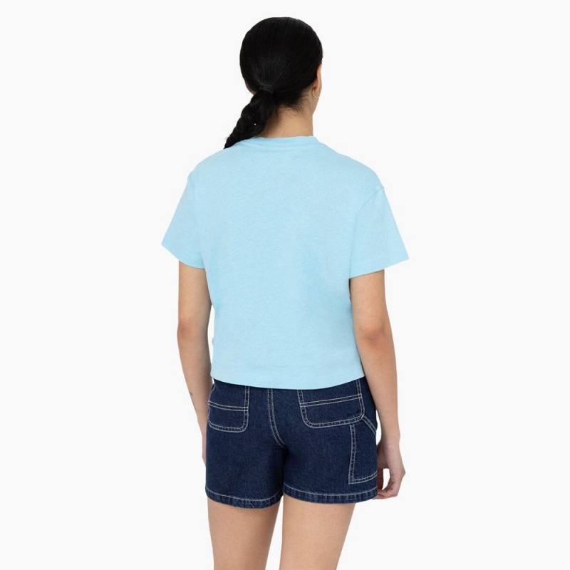 Blue Dickies Oakport Cropped Women's T-Shirt | 906-BRYWPK