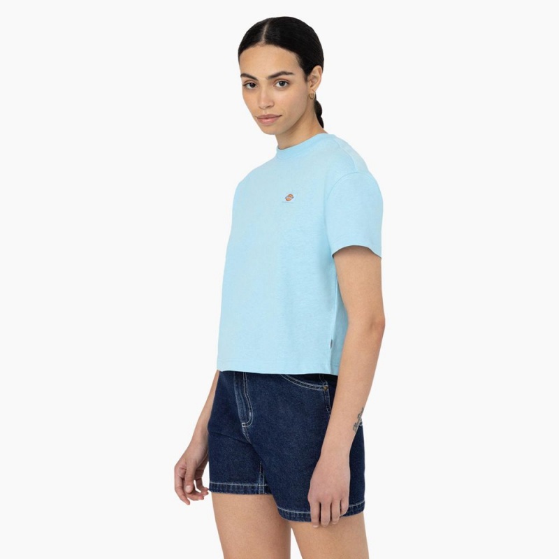 Blue Dickies Oakport Cropped Women's T-Shirt | 906-BRYWPK