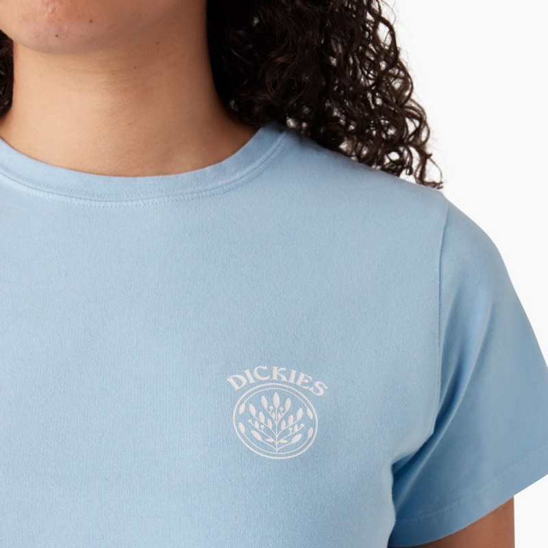 Blue Dickies Ombre Cropped Women's T-Shirt | 874-CAPVRT